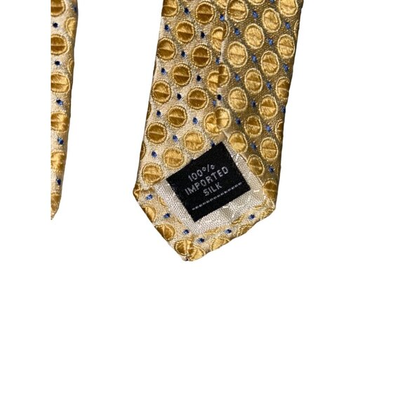 Jones New York 100% Silk Mens Neck Tie Gold Circle Career Dad Gift - Picture 5 of 6
